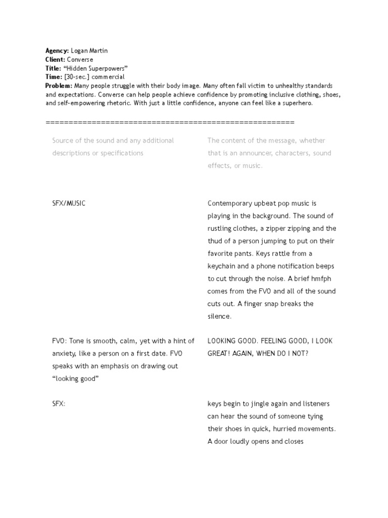 Converse Radio Script - Logan Martin | PDF