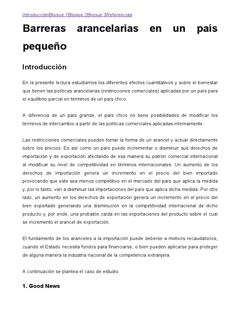 Efectos de Aranceles en Países Pequeños | PDF | Arancel | Excedente ...