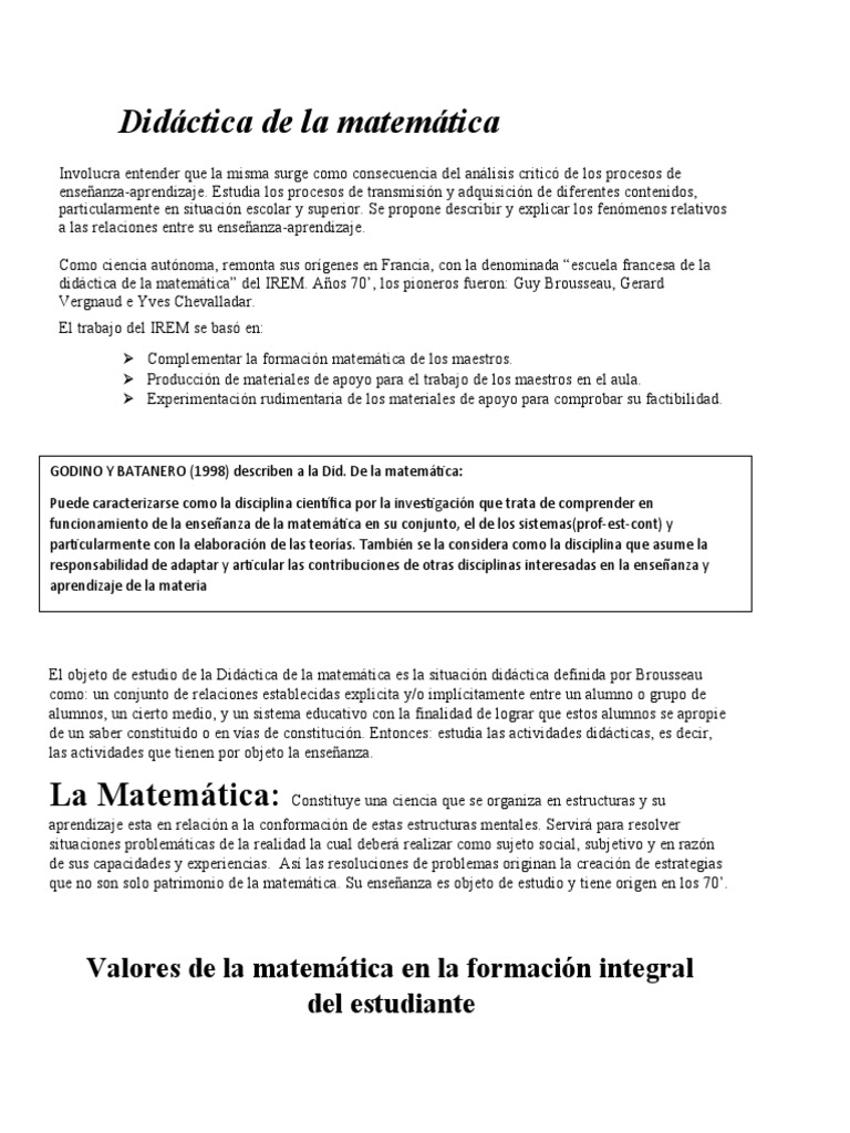Didáctica de la Matemática: Enfoques y Valores | PDF | Enseñando ...