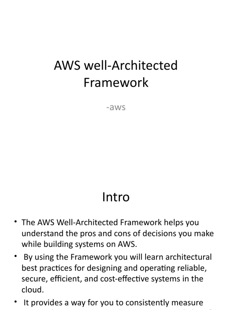 AWS Well-Architected Framework Overview | PDF | Amazon Web Services ...
