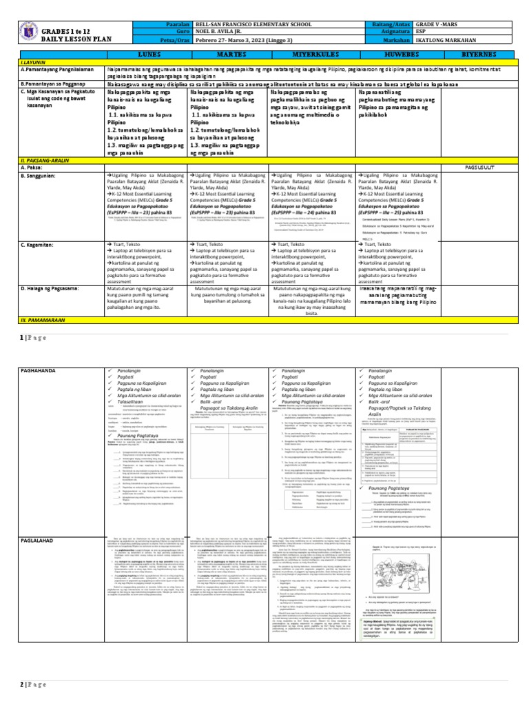 Daily Lesson Plan - in ESP | PDF