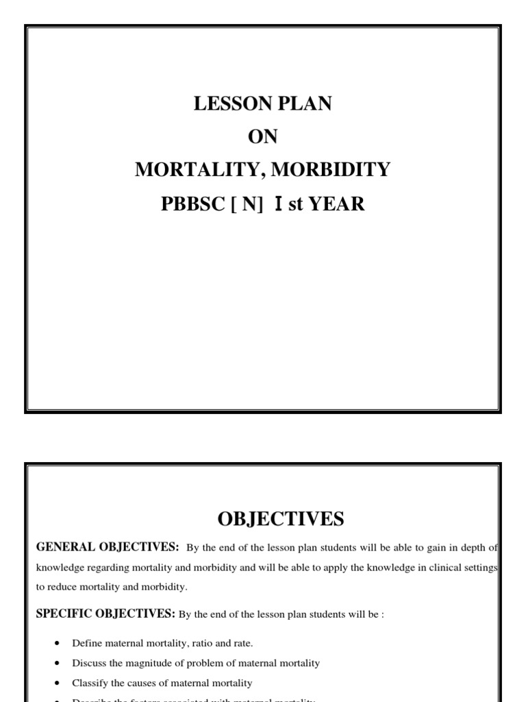 LESSON PLAN On Maternal Mortality and Morbidity Final | PDF | Maternal ...