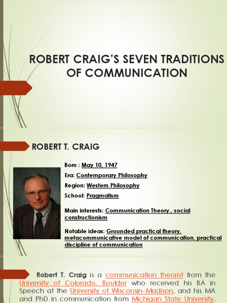 Craig's Seven Communication Traditions | PDF | Cognitive Science ...