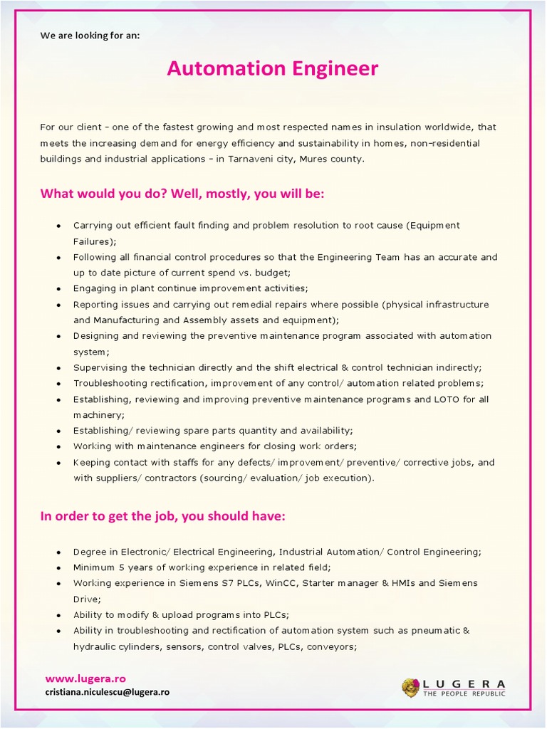 JD Automation Engineer PDF | PDF | Automation | Programmable Logic ...