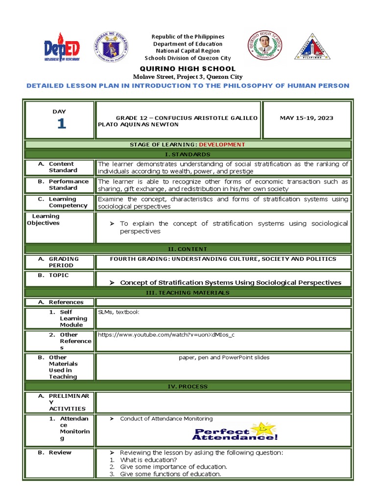 Sample Detailed Lesson Plan | PDF