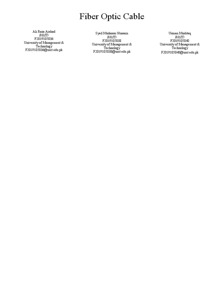 Overview of Fiber Optic Cables | PDF | Optical Fiber | Optics