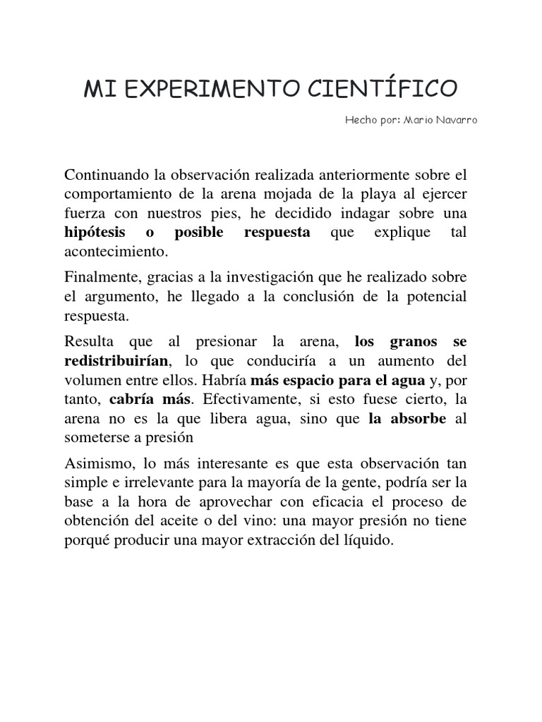 Mi Experimento Científico-Hipótesis | PDF