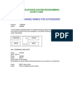 "How To Change Names For Extensions": Norstar Telephone System Programming Short Form