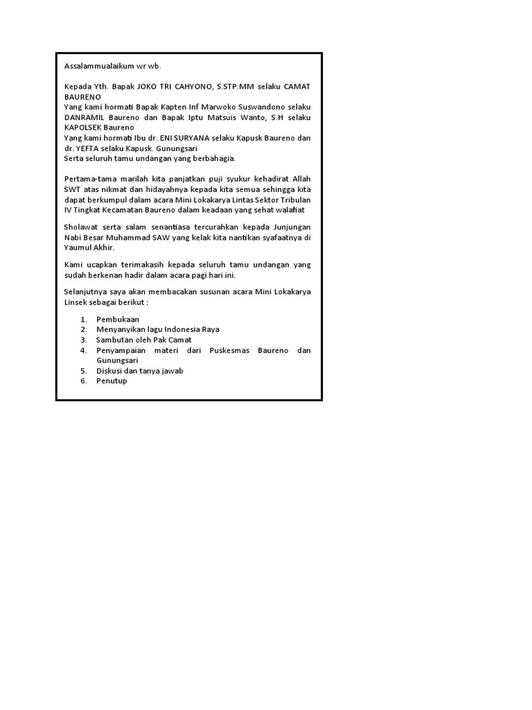 Narasi Pembawa Acara | PDF