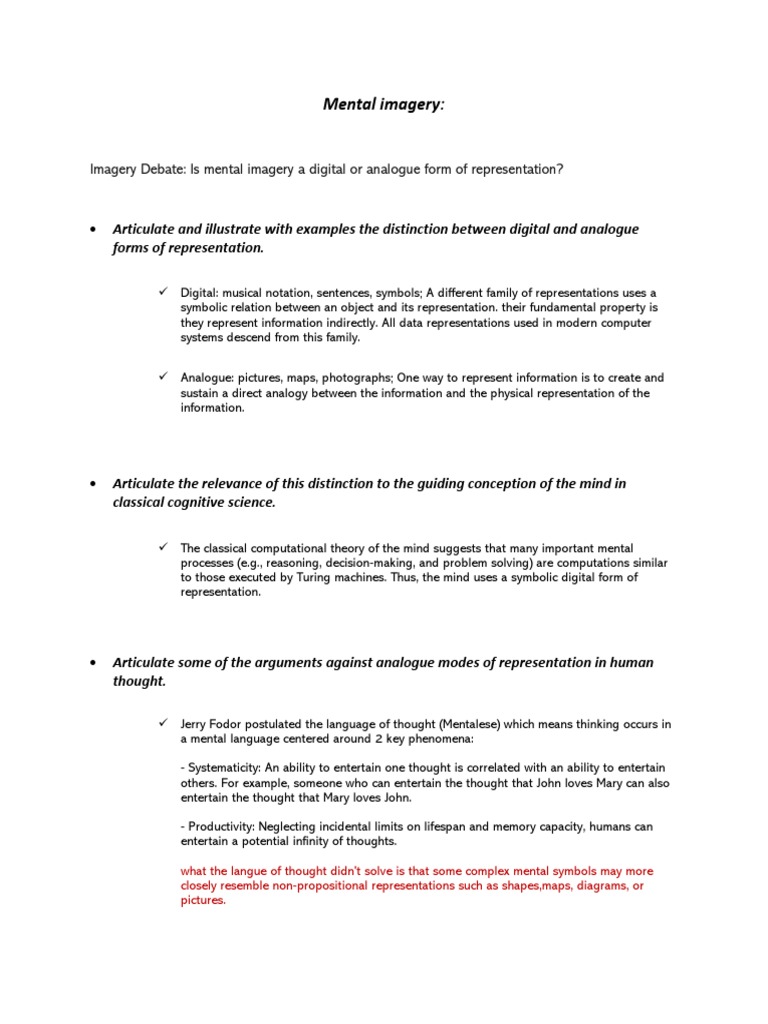 Mental Imagery | PDF | Thought | Mental Image
