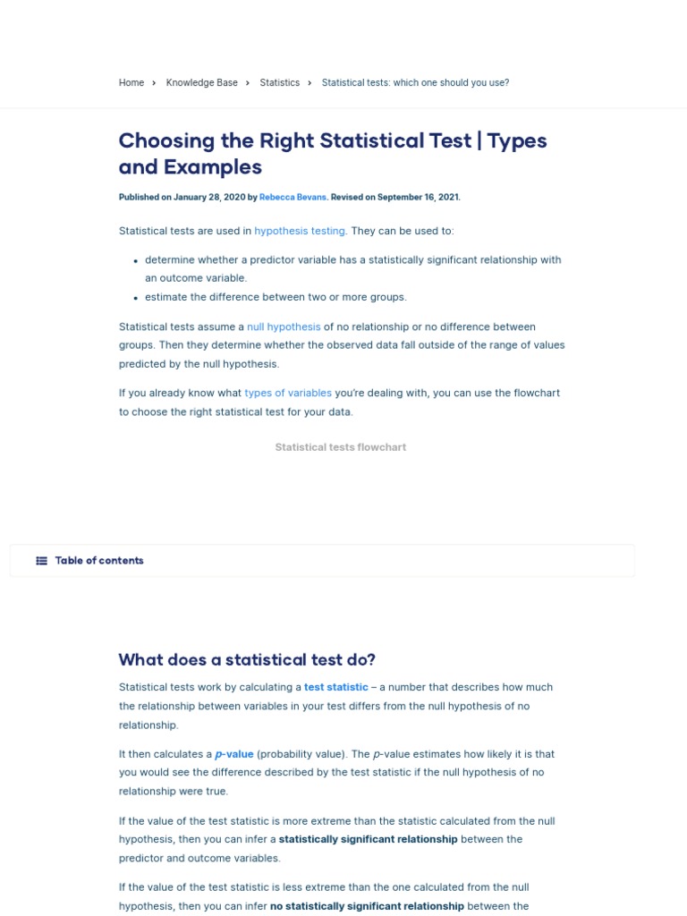 Choosing the Right Statistical Test _ Types and Examples | PDF ...