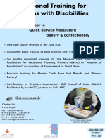 Vocational Training for Persons with Disabilities in Quick Service Restaurant & Bakery