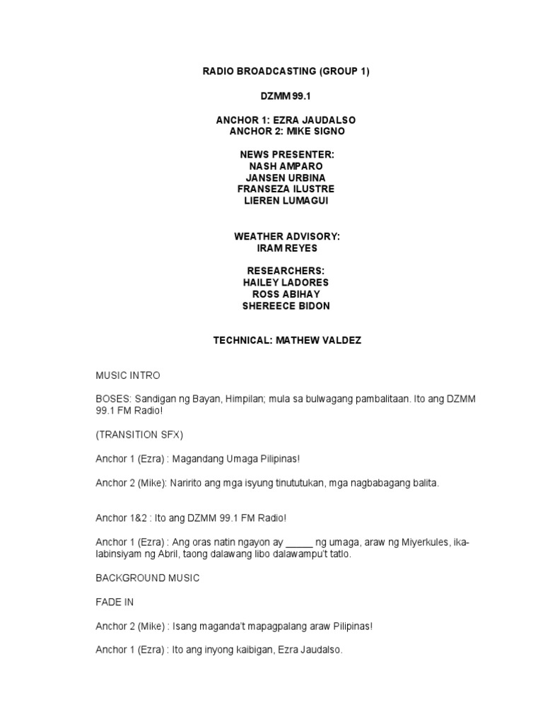 RADIO BROADCASTING Group 1 | PDF