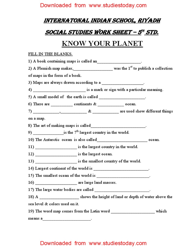 CBSE Class 5 Social Science - Know Your Planet | PDF | Map | Oceans