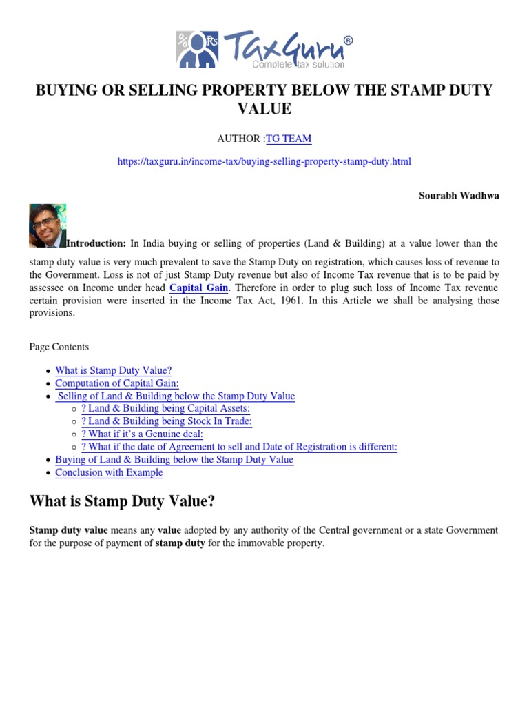 Buying or Selling Property Below The Stamp Duty Value Taxguru in