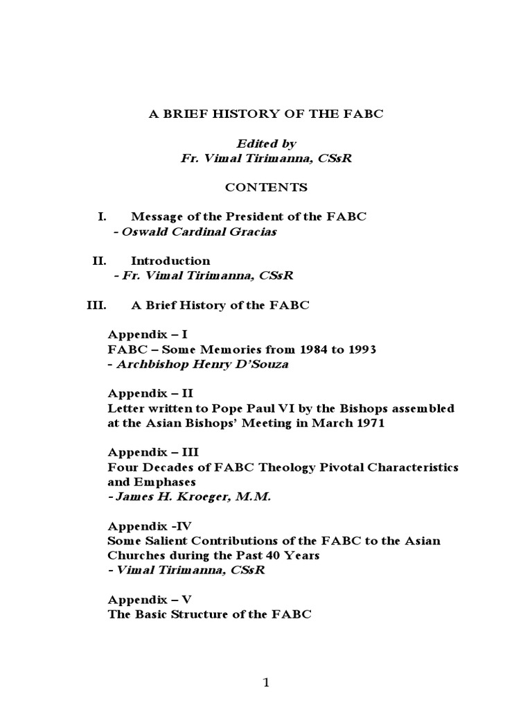 Brief History of FABC - FABC P #139 | PDF | Social Science