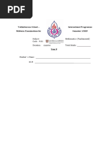 Midterm Year9 - Mathematics