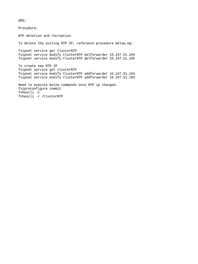 OMS Procedure Add New NTP IP | PDF | Computers | Technology & Engineering