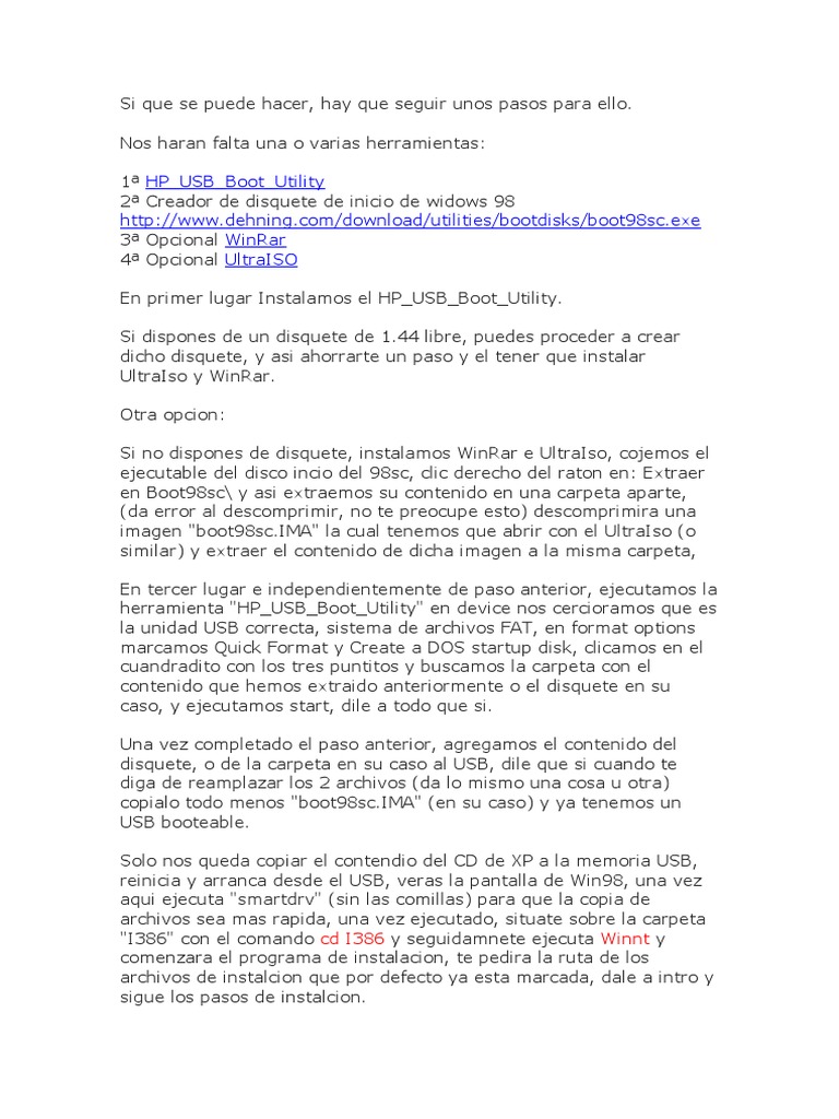 Instalacion XP A Sata Con Usb | PDF | Disco flexible | Archivo de ...