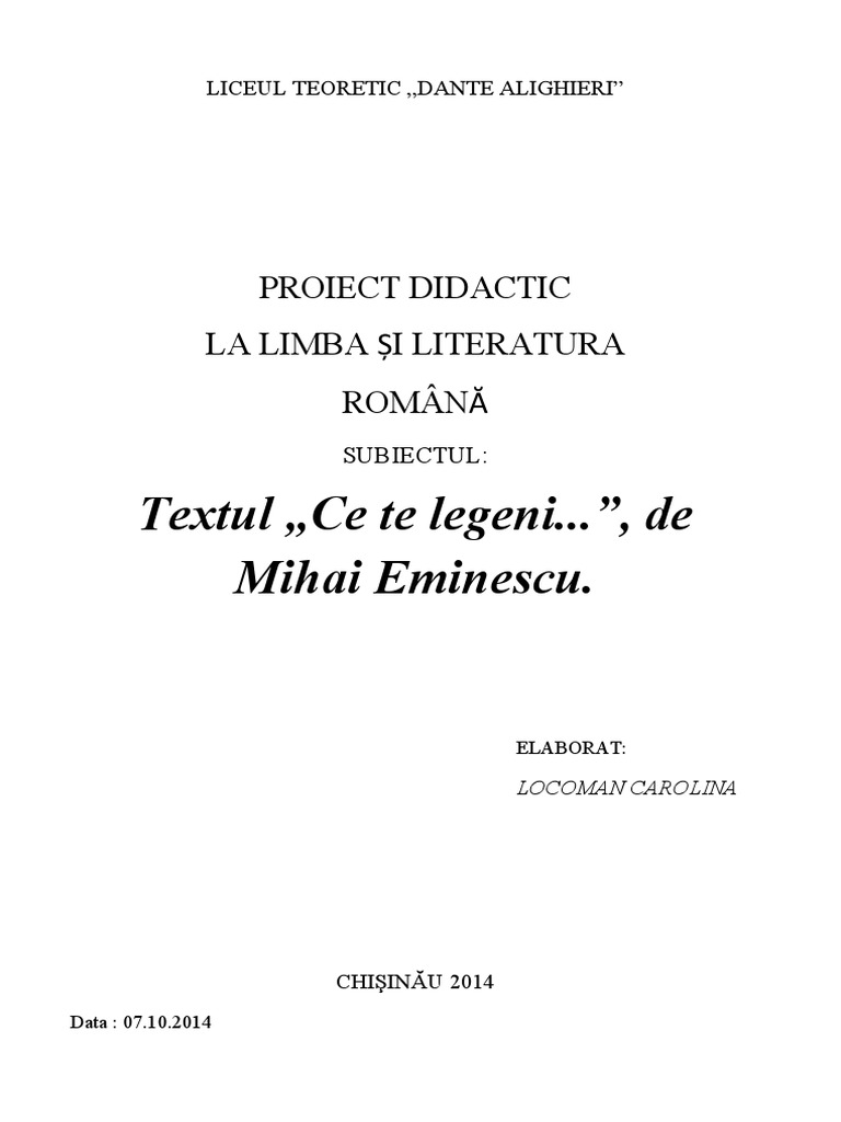 Ce Te Legeni... | PDF