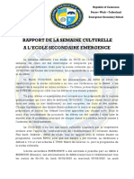 Rapport de La Semaine Culturelle A L'Ecole Secondaire Emergence