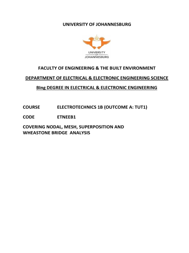 Electrotechnics 1B Outcome A Tutorial 1 2022 PDF | PDF | Electrical ...