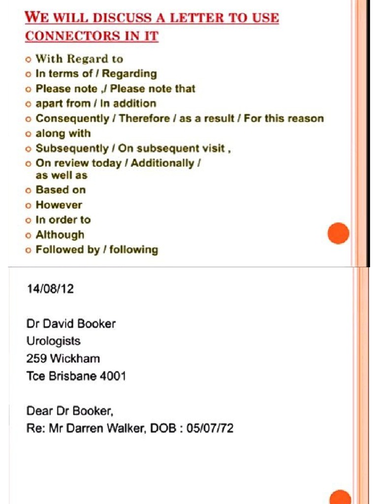 How to use connectors in oet letter writing PDF