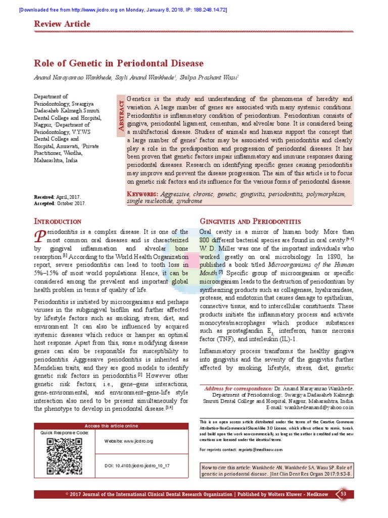 Role of Genetic in Periodontal Disease PDF | PDF | Periodontology ...