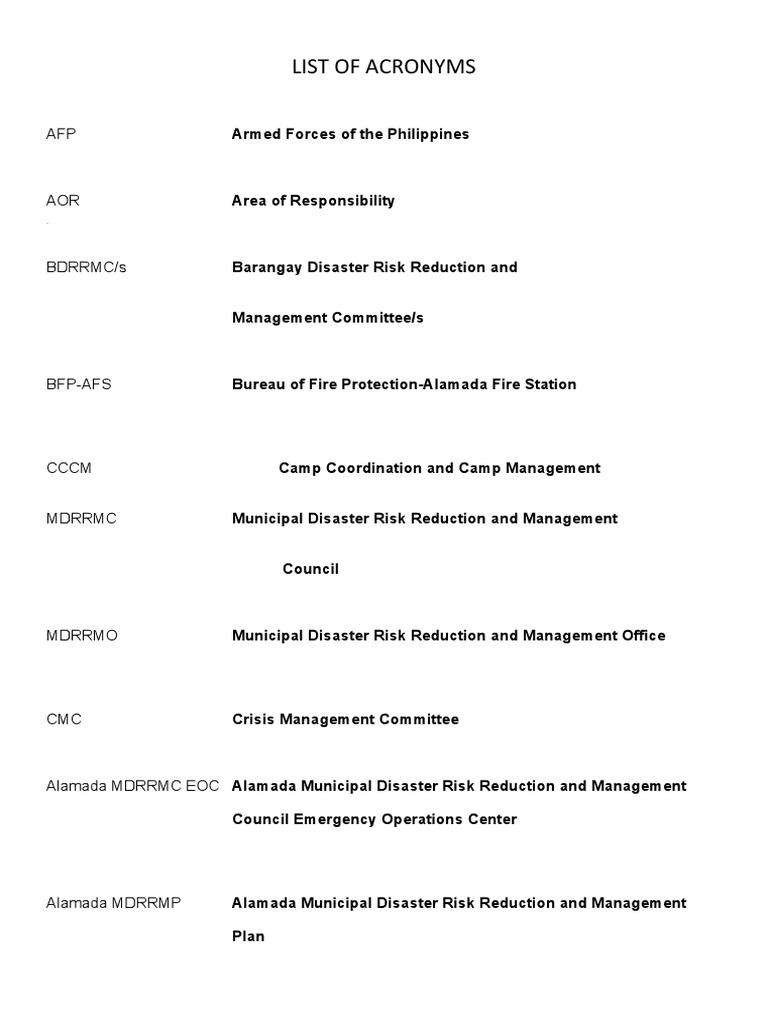 Comprehensive Disaster Management Acronyms | PDF | Emergency Management ...