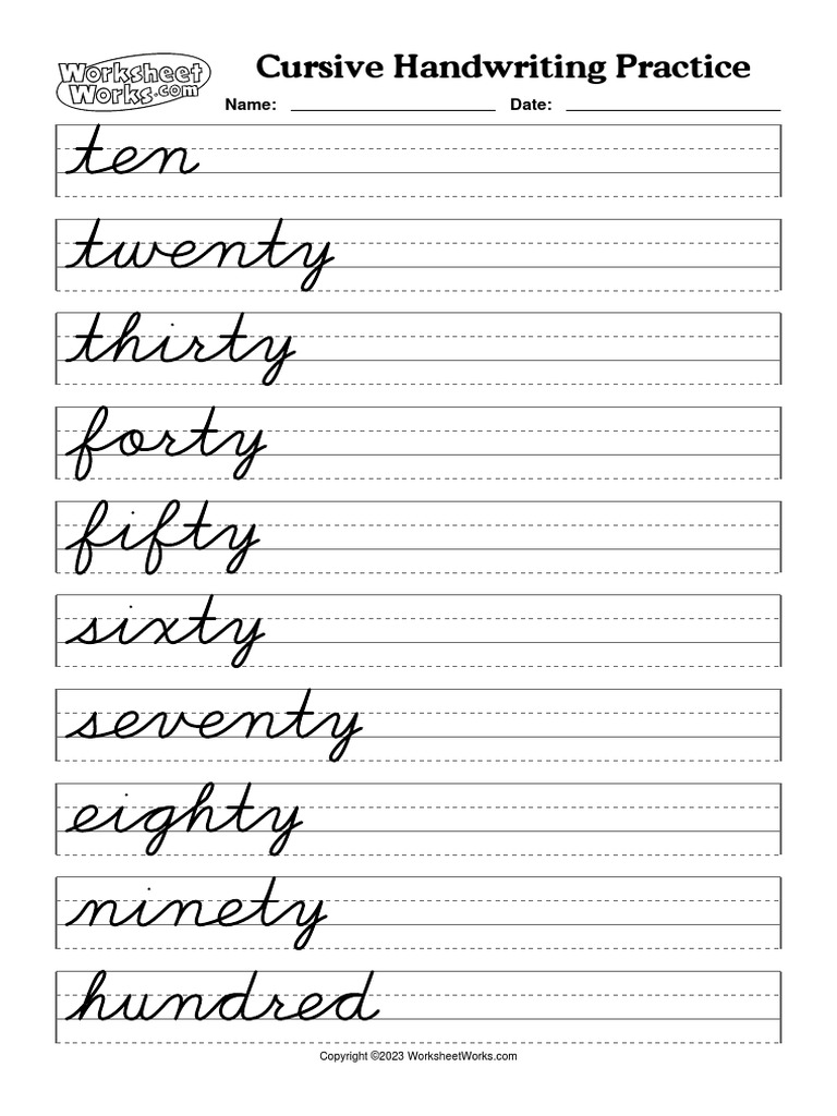 WorksheetWorks Cursive Handwriting Practice 2 PDF | PDF