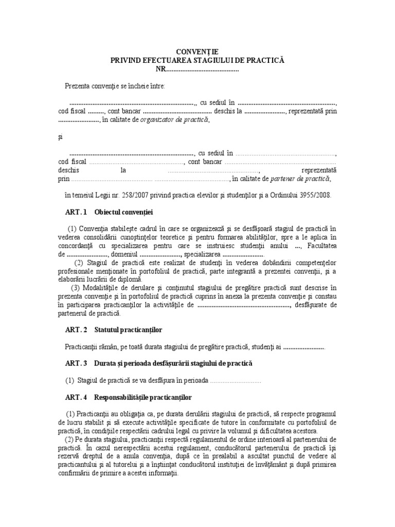 Conventie Practica Exemplu | PDF