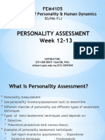 Personality Assessment Week 12-13: Psychology of Personality & Human Dynamics