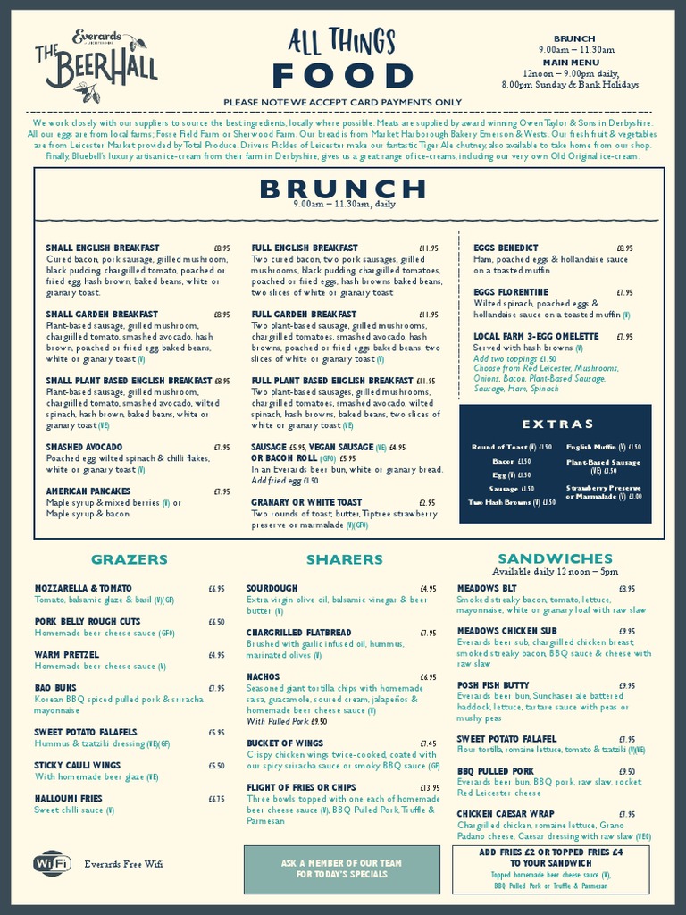 Everards Meadows Menu Overview | PDF | Sausage | Foods