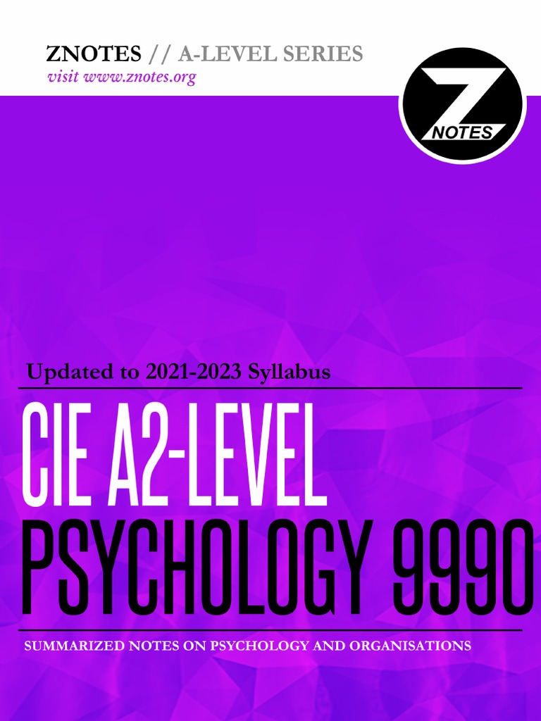 Caie a2 psychology 9990 psychology and organisations download free