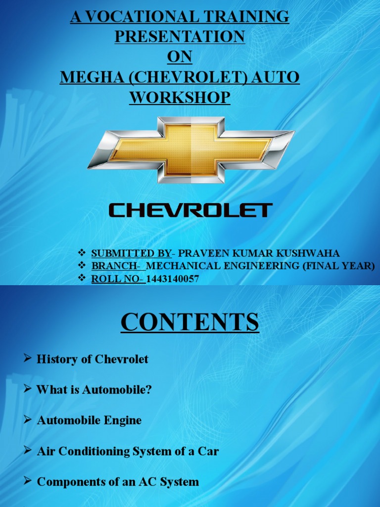 Refrigeration and Air Conditioning PPT PDF Chevrolet Industries