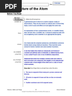 The Structure of The Atom: Before You Read