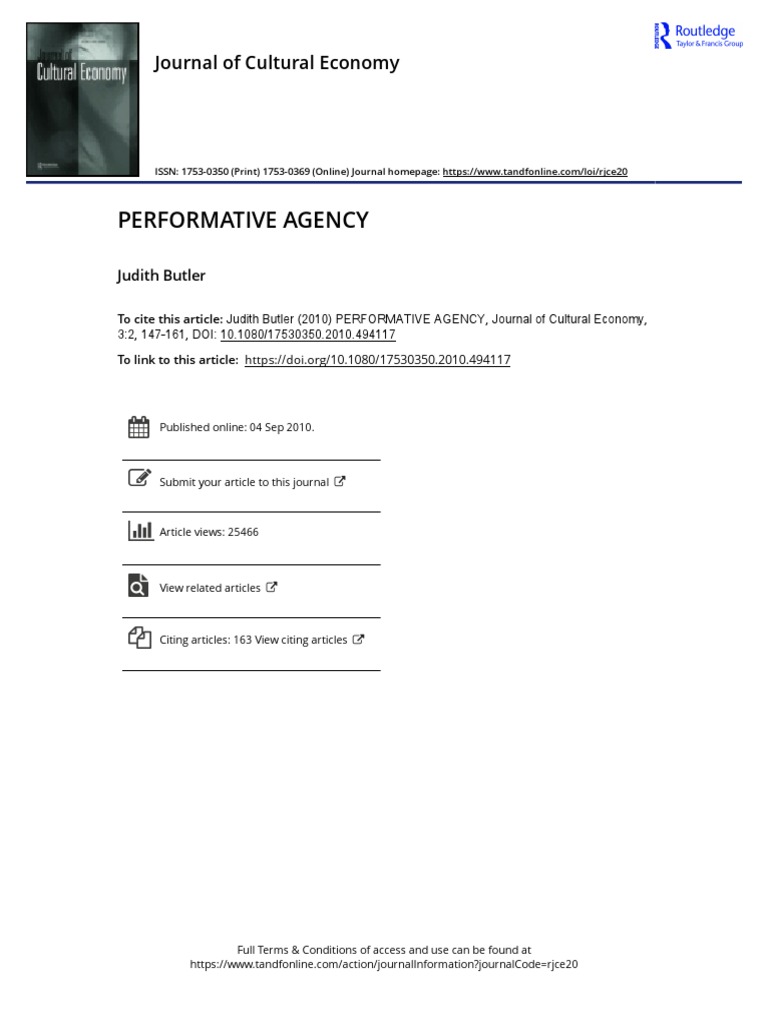 Butler PERFORMATIVE AGENCY PDF