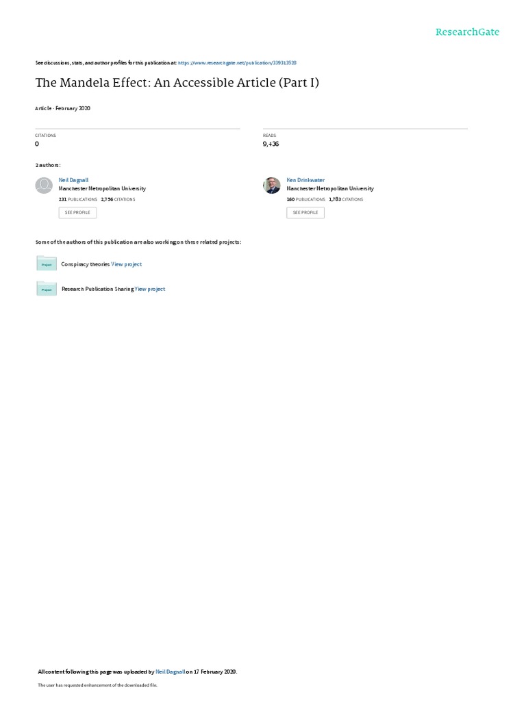 7 Mandelaeffect Pdf Recall Memory Schema Psychology