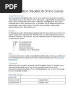 Peer Evaluation Checklist