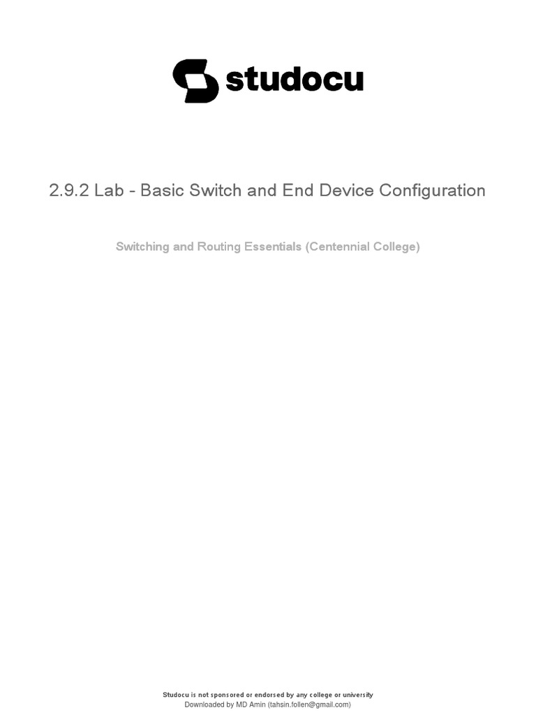 292 lab basic switch and end device configuration pdf network