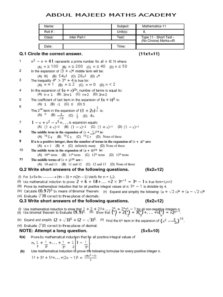 mathematics-test-on-expansions-indices-and-mathematical-induction