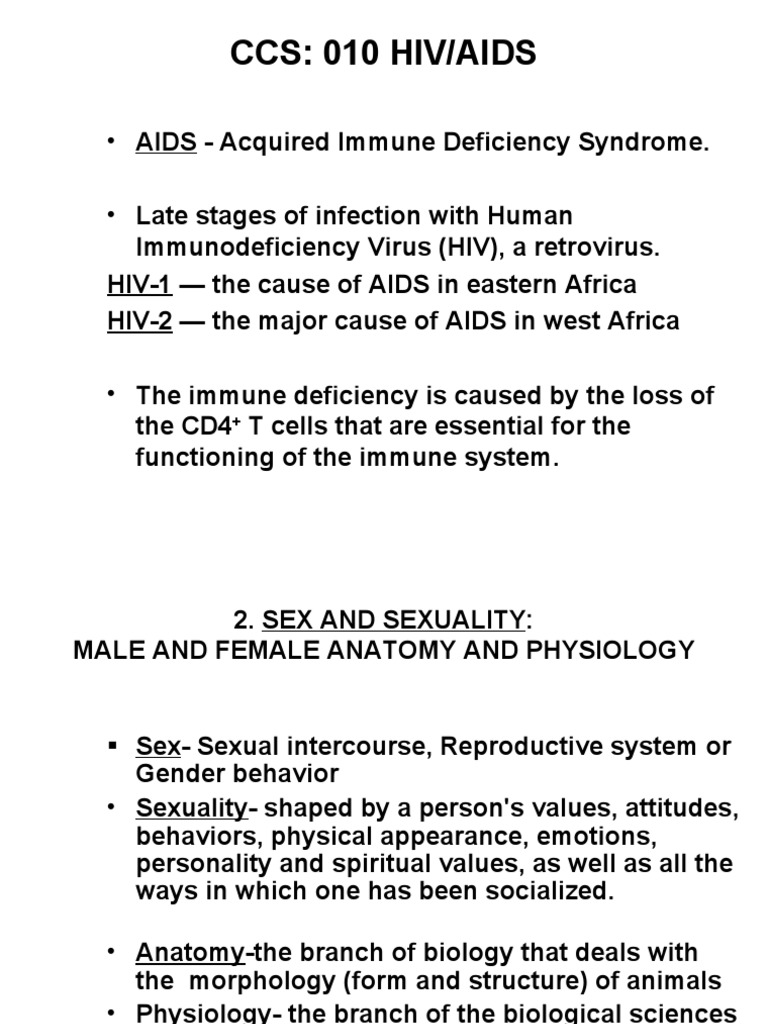 CCS 010 - HIV, AIDS - Class VER - SEPT 2010 (Autosaved) | PDF | Hiv ...