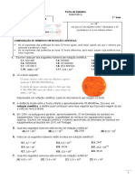 Ficha Notação Científica 7º Ano, PDF, Exponenciação