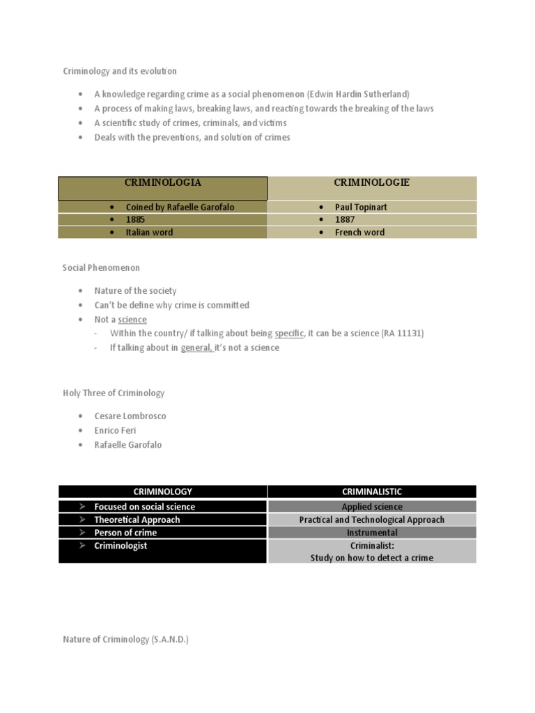 Understanding the evolution and scope of criminology from early