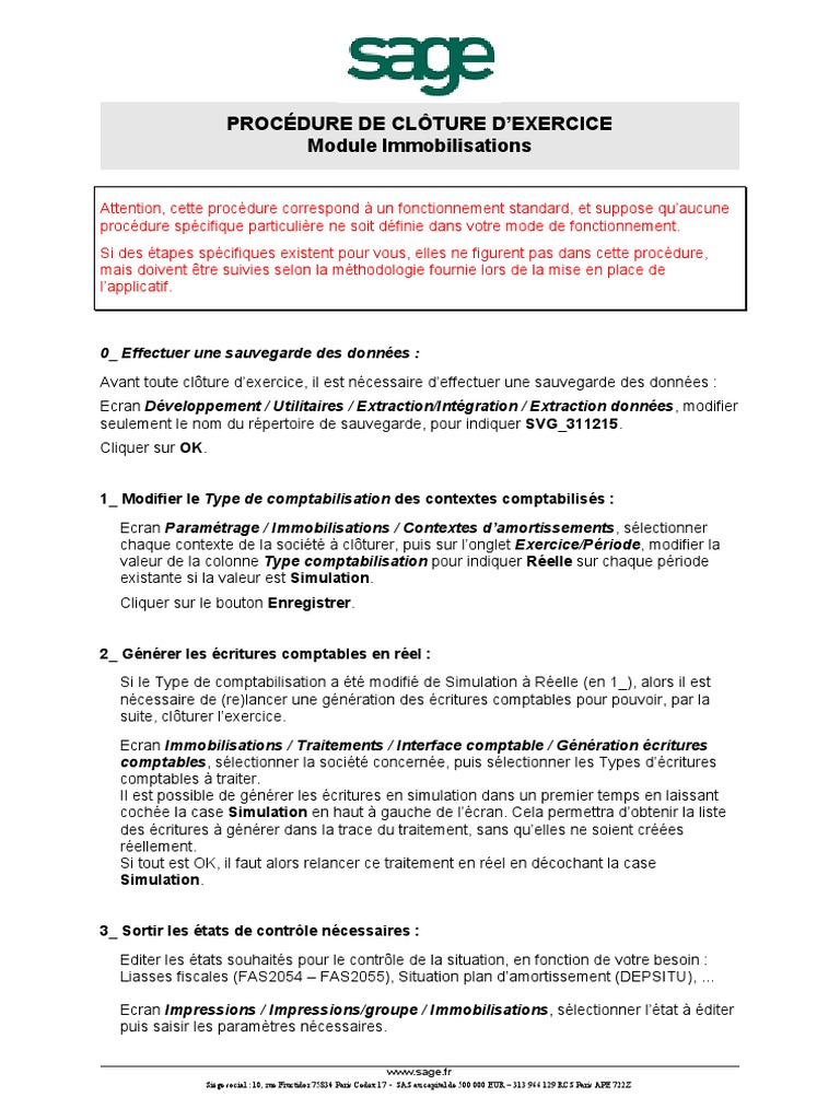 Procedure Cloture Exercice-V6 | PDF | Dépréciation | Informatique