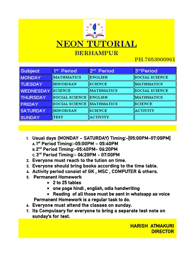 Neon Tutorial Timetable (2023-2024) PDF | PDF | Science & Mathematics