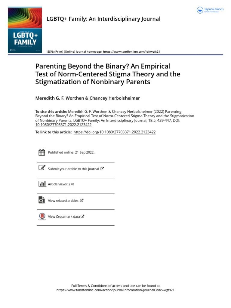 Parenting Beyond The Binary An Empirical Test of Norm Centered Stigma ...