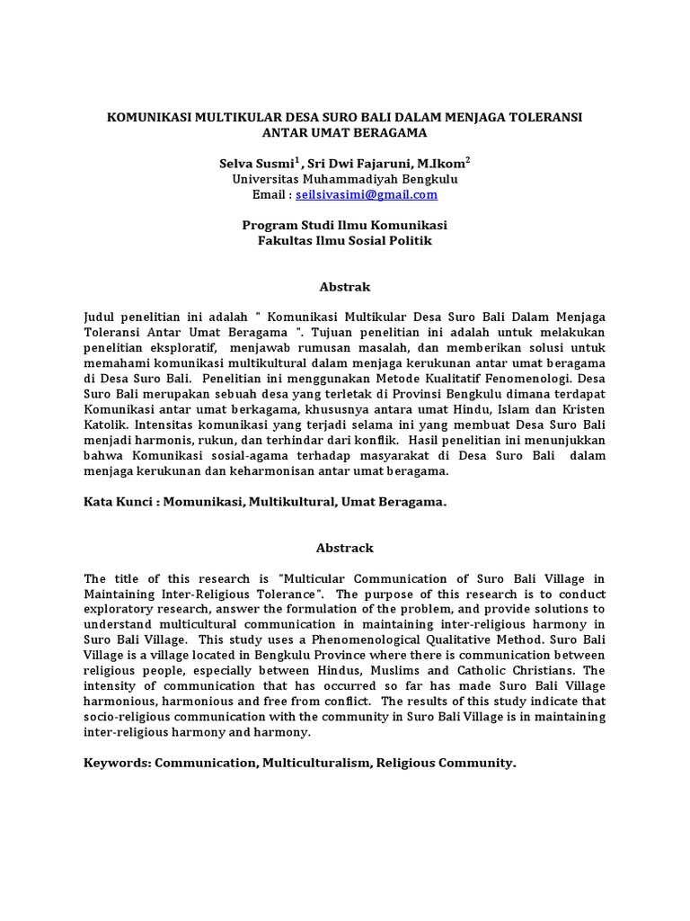Komunikasi Multikultural Di Suro Bali Pdf