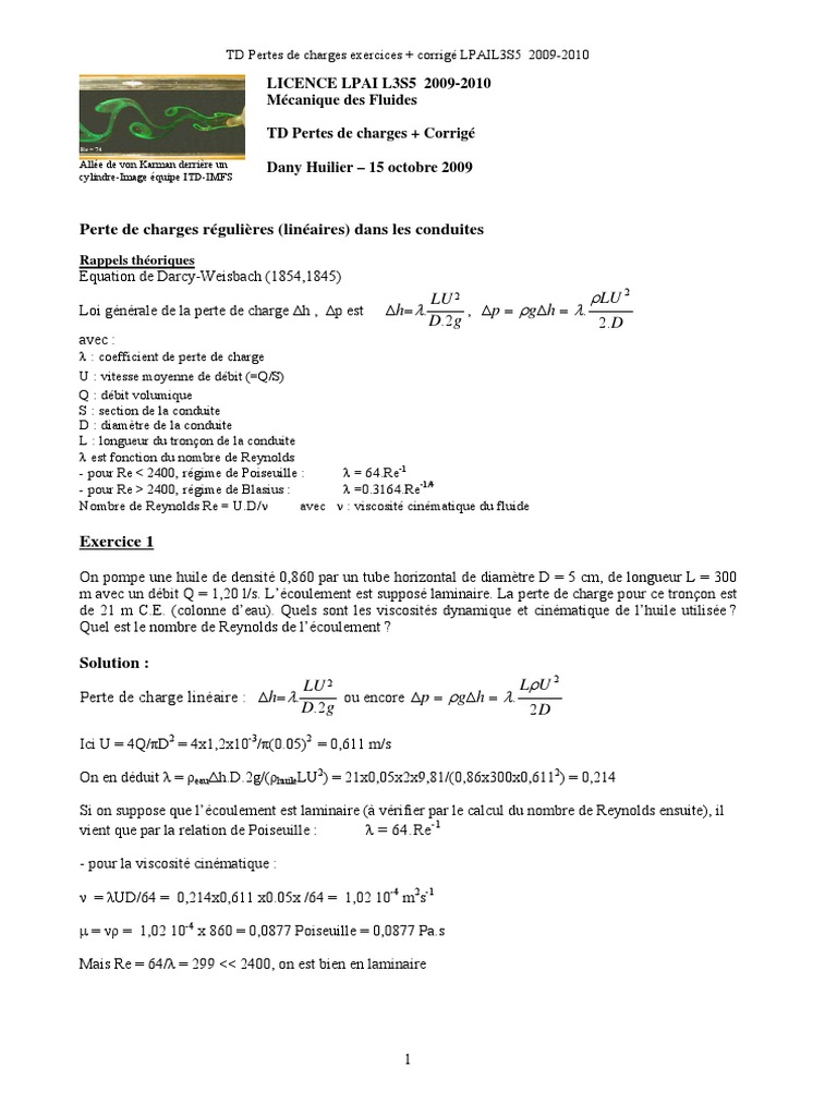 TD3 - Perte - de - Charges - Correction PDF | PDF | Écoulement ...