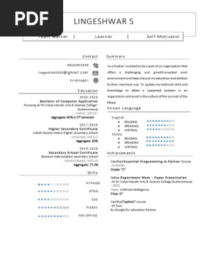 LINGESHWAR S (RESUME) 